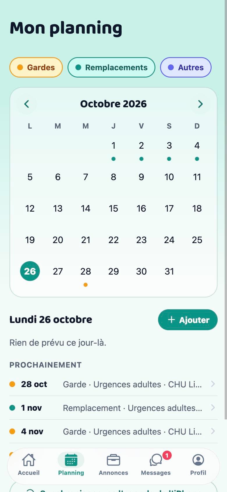 Planning du mois