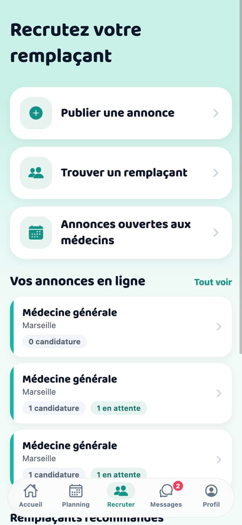 Espace recruteur : publier une annonce et suivre les candidatures